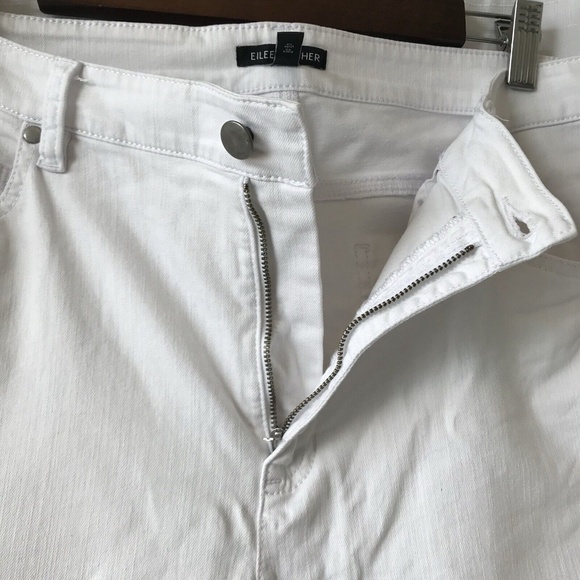 Eileen Fisher Jeans Organic Cotton Straight Jeans Stretch White Denim Size 14 - Picture 8 of 14